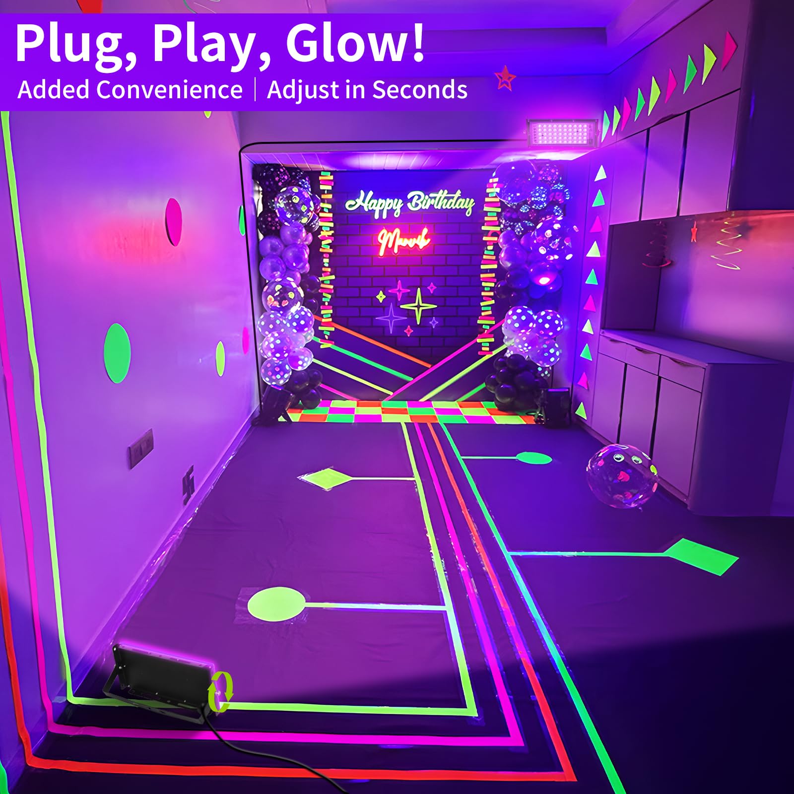 YAYIT in a party setting creating vivid fluorescent color effects