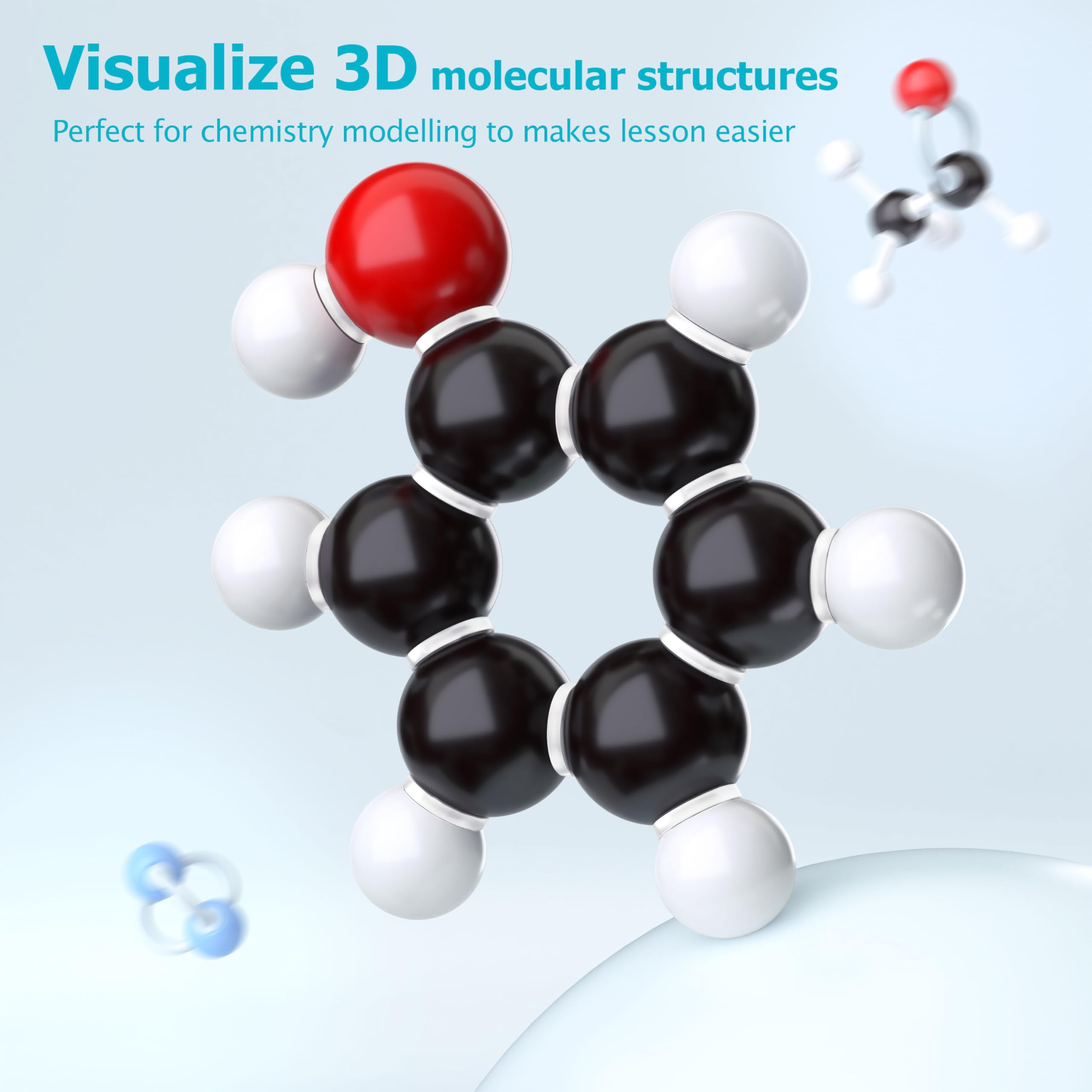 YCHOULEK ball-and-stick ethanol model demonstrating bonding and angles