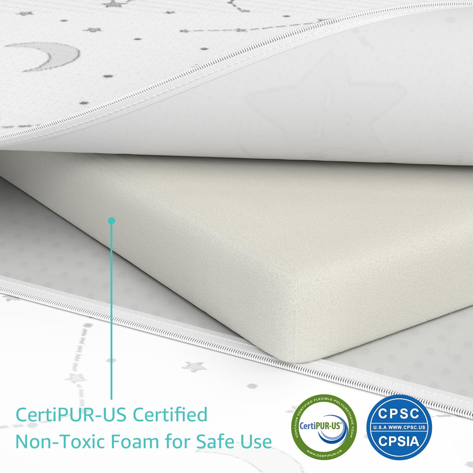 YENING zippered washable cover detail showing easy removal and cleaning benefit