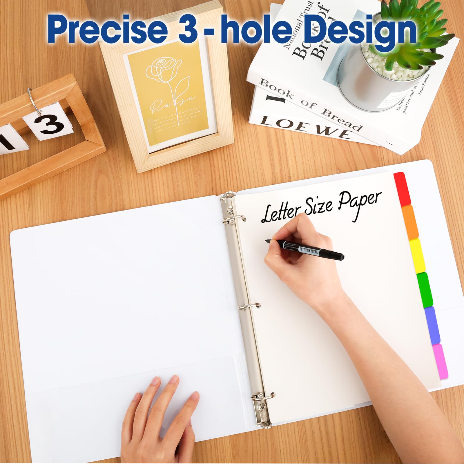 YesBes pre-punched three-hole detail demonstrating easy binder insertion and convenience