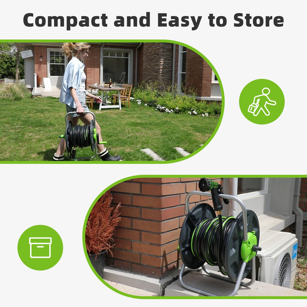 YESTAR next to coiled hose for scale and accurate capacity benefit