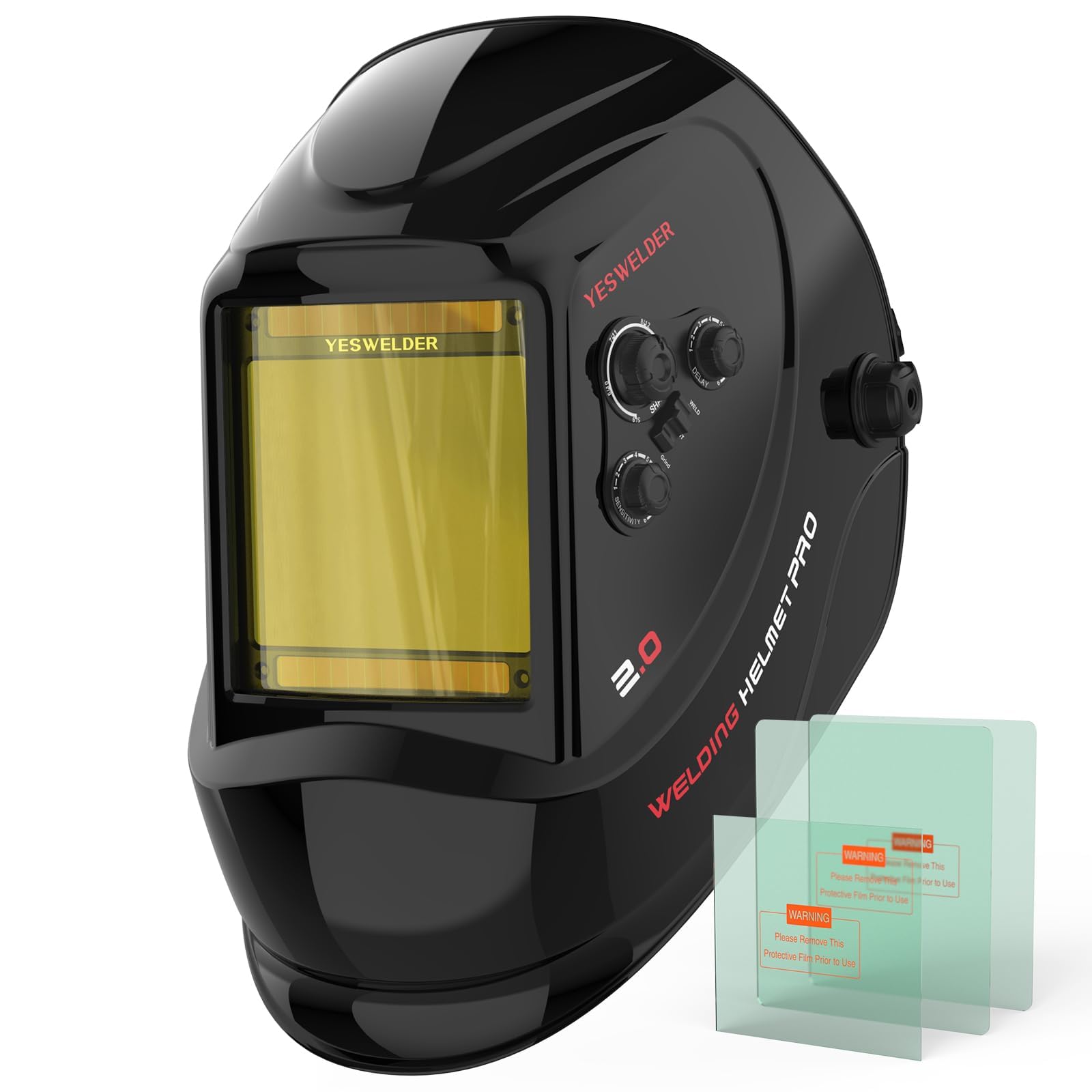 YESWELDER front view showing helmet design and balanced fit benefit