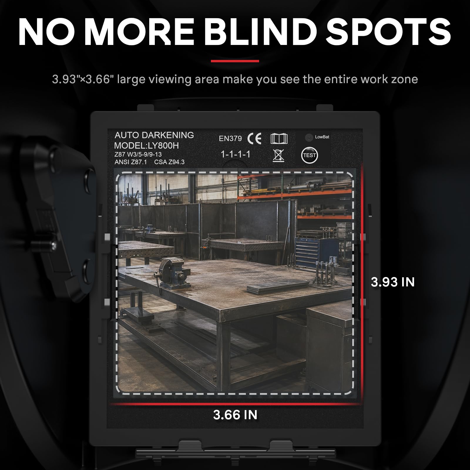 YESWELDER true-color large viewing area close-up improves visibility