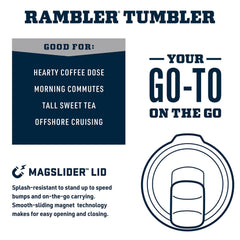 YETI Rambler MagSlider lid top view highlighting magnetic slider for easy one-handed sipping