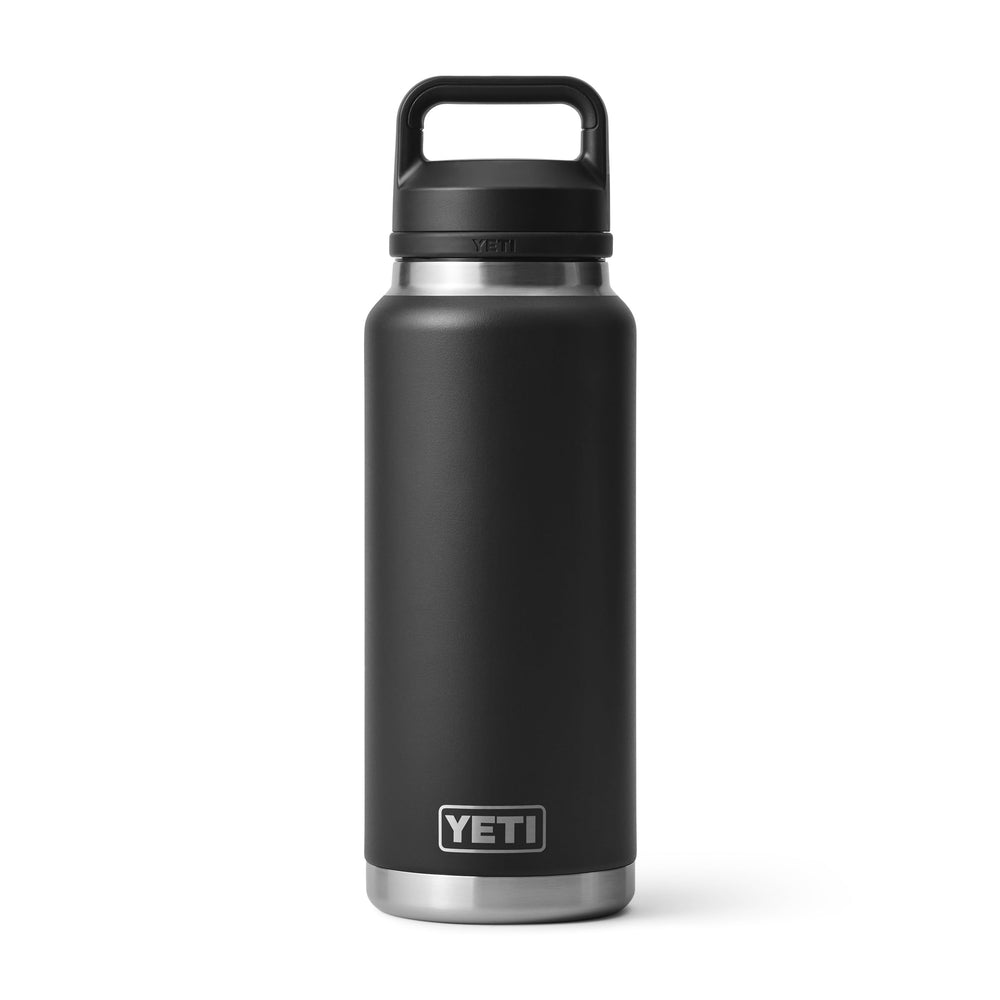 YETI Rambler front view showing black finish and robust design benefit: durable daily use
