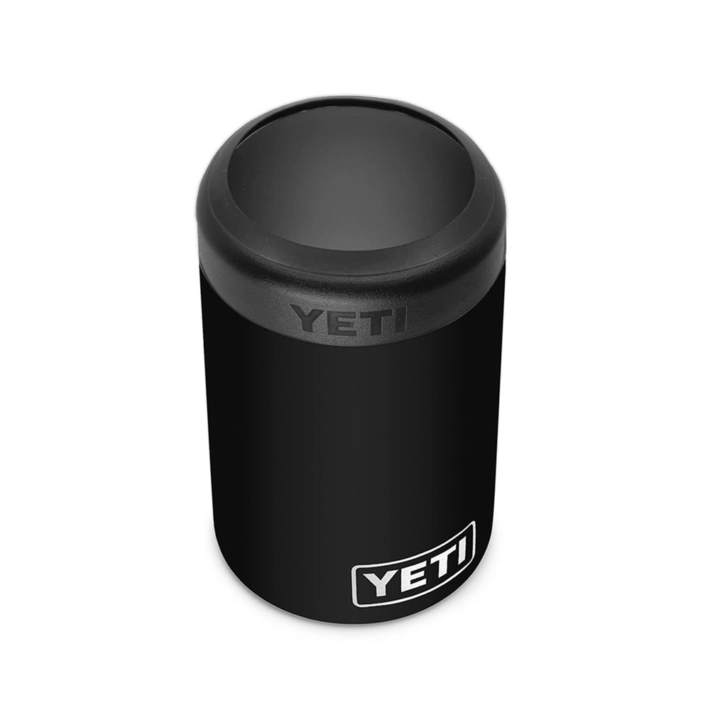 YETI Rambler Colster front view showing sleek black finish and durable build