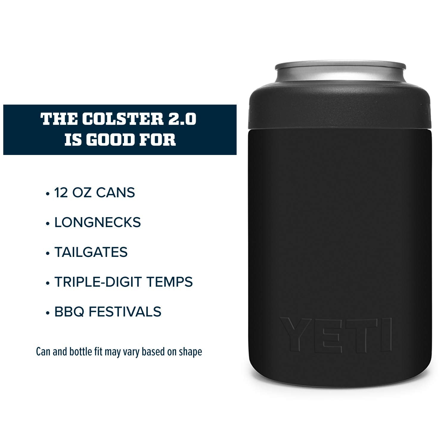 YETI Rambler Colster held in hand showing portable size and easy grip benefit