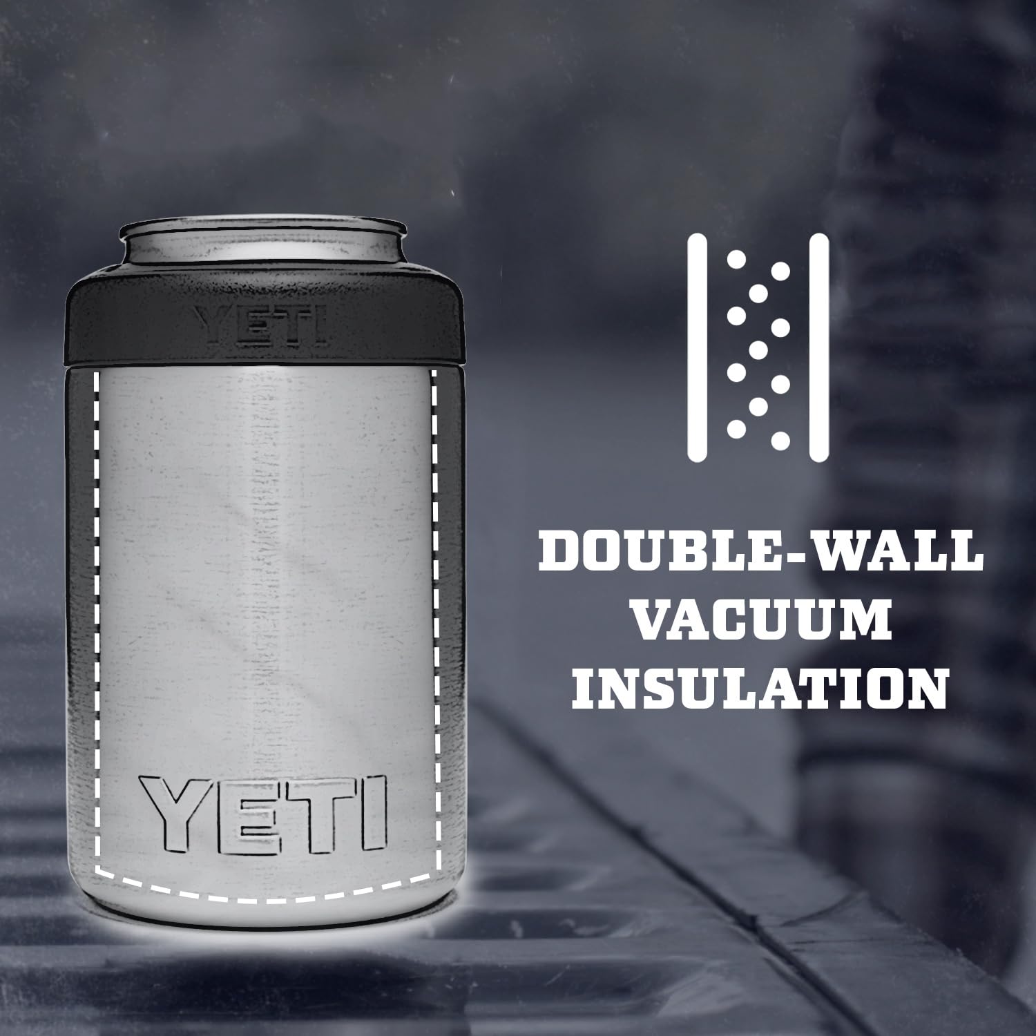 YETI Rambler Colster top close-up of Load-and-Lock gasket showing secure seal