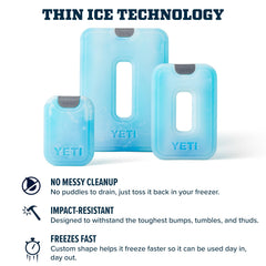 YETI sheet next to water bottle to show scale and space-saving benefit