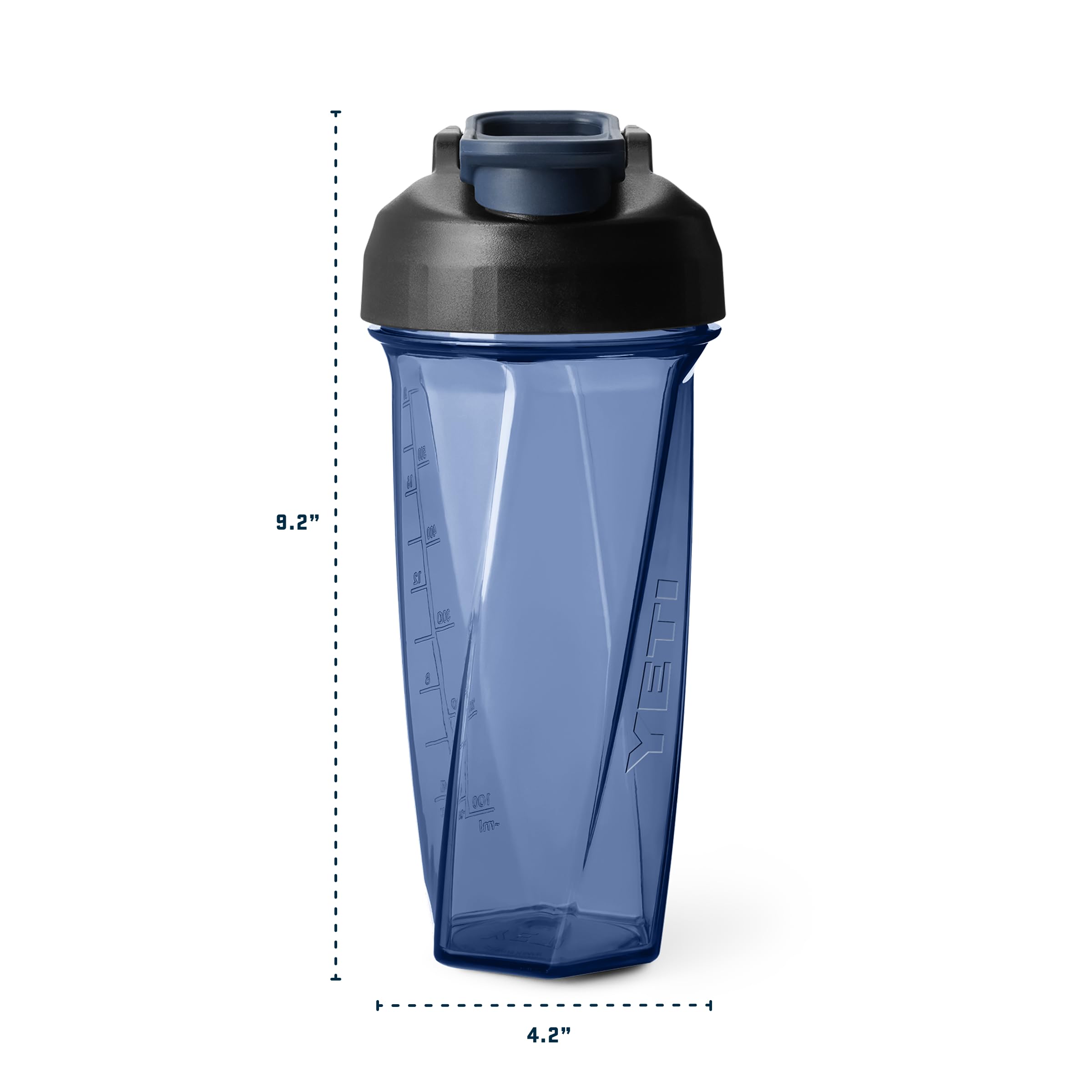 YETI measurement markings and scale on bottle showing fill guidance for optimal mixing