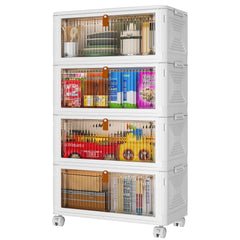 YFXCVSL front view of assembled 4-tier unit showing organized storage benefit