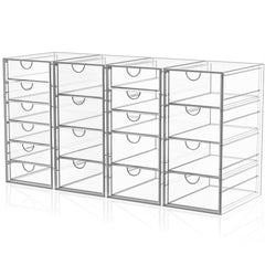 YFXCVSL front view of clear 19-drawer organizer showing tidy display benefit