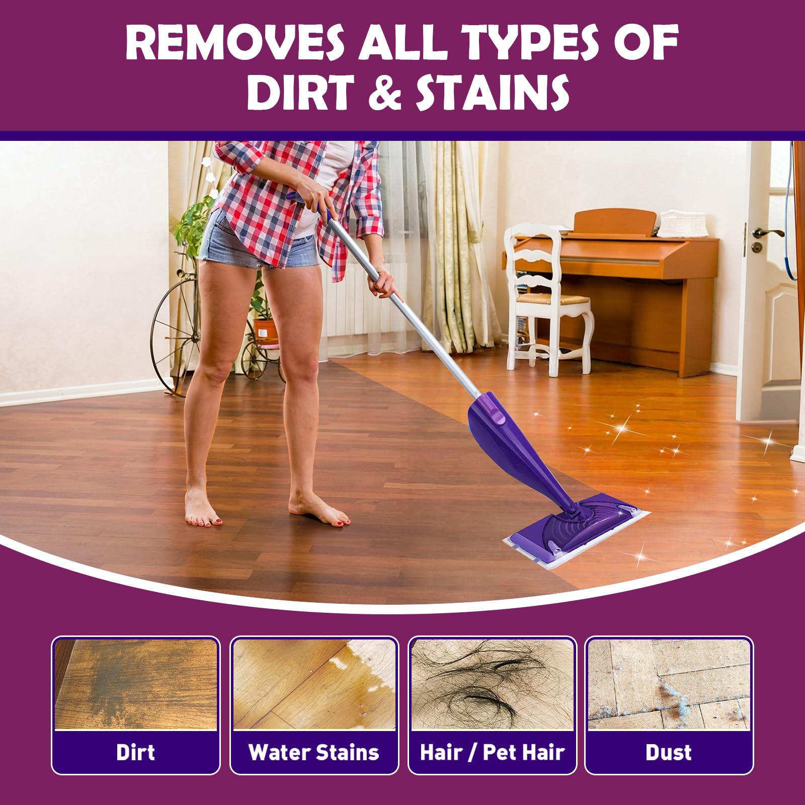 YHOVID refill attached to spray mop illustrating secure fit and ease