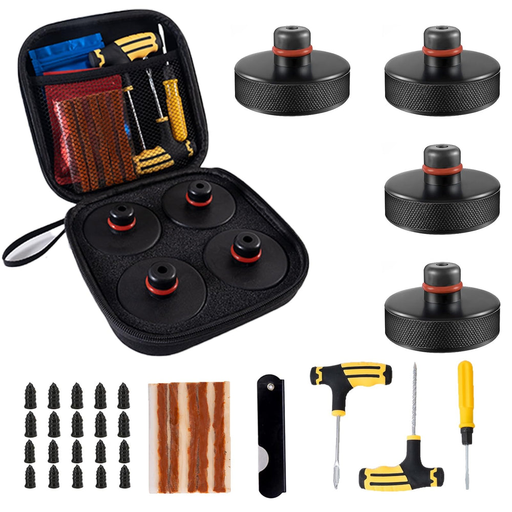 Yieokei front packaging showing jack pads and tire repair pouch, ready for use