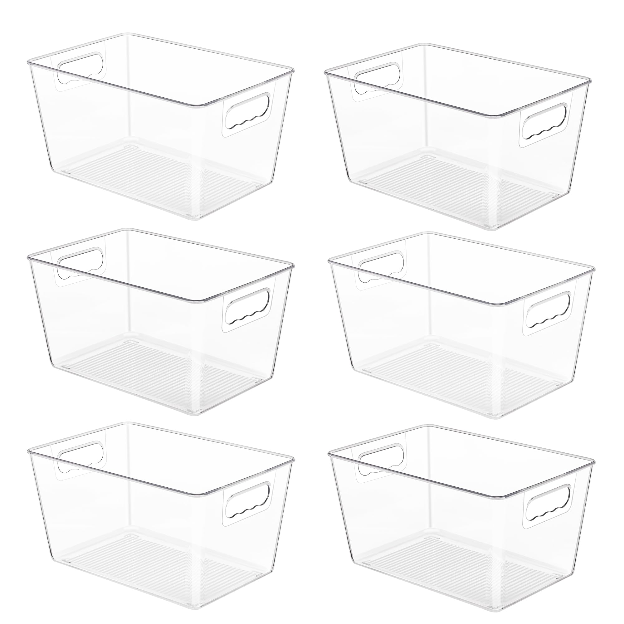 YIHONG front view of six clear organizer bins showing neat storage benefit