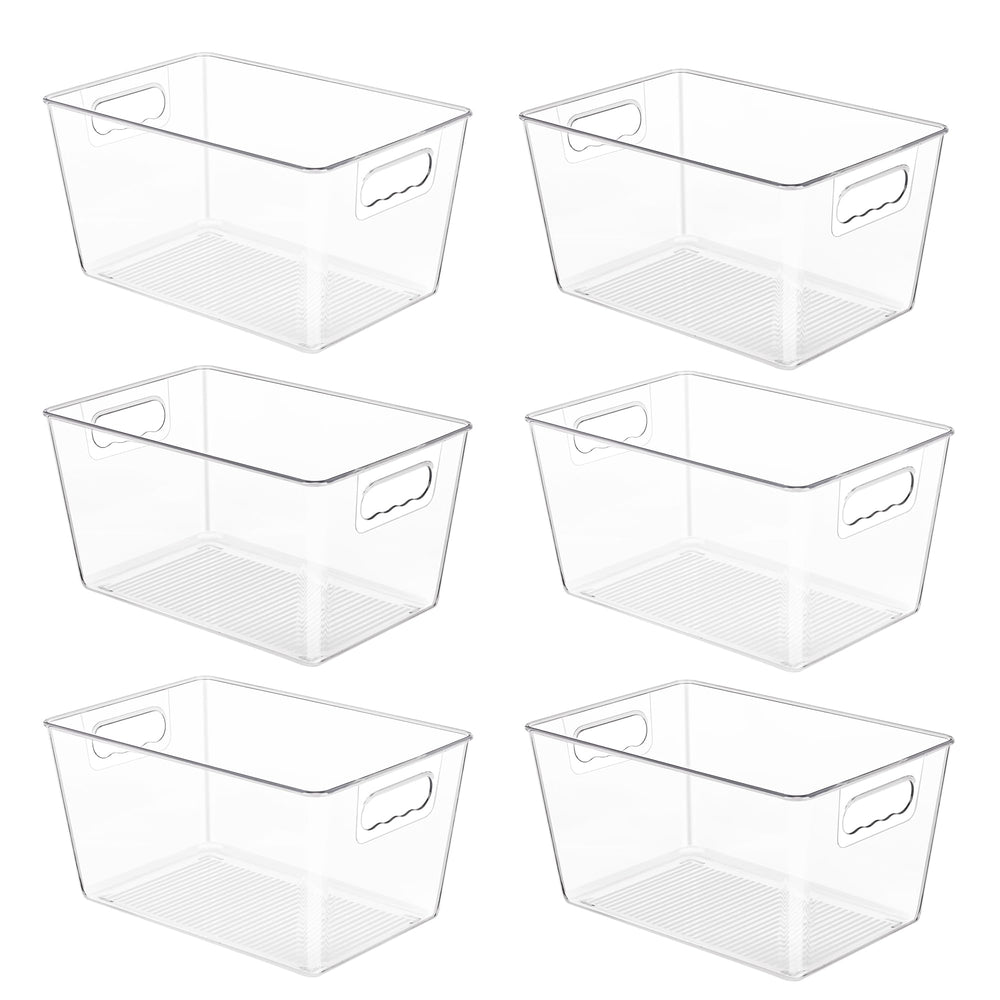 YIHONG front view of six clear organizer bins showing neat storage benefit