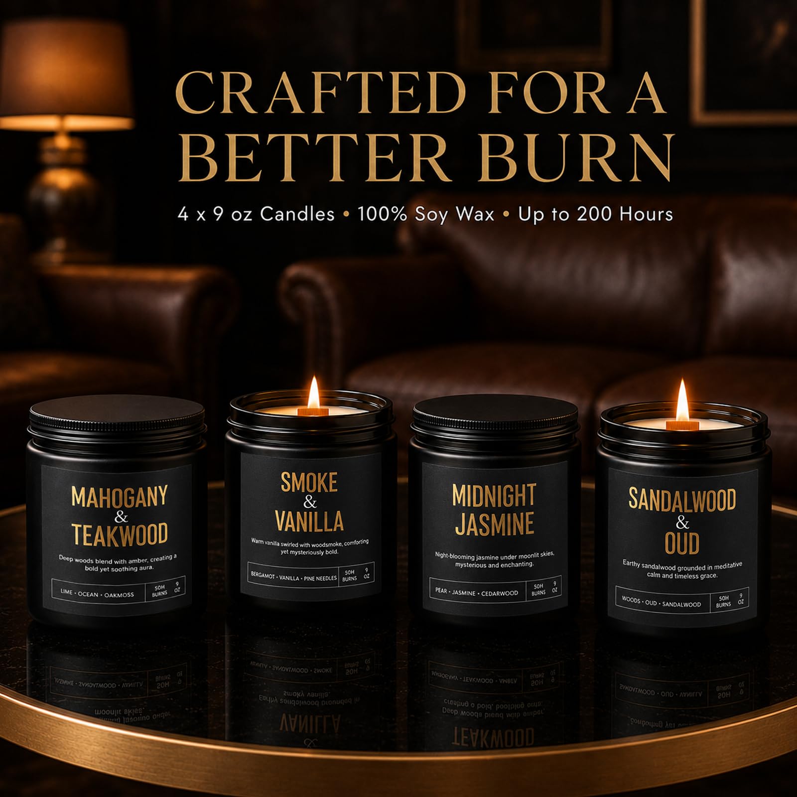Yinuo Candle in-use on living room table creating cozy atmosphere and subtle fragrance diffusion
