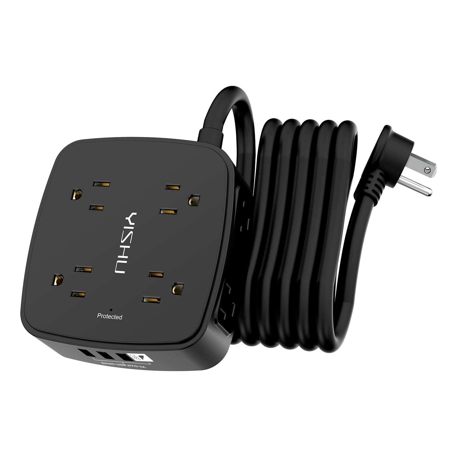 YISHU front view showing eight outlets and four USB ports for flexible charging