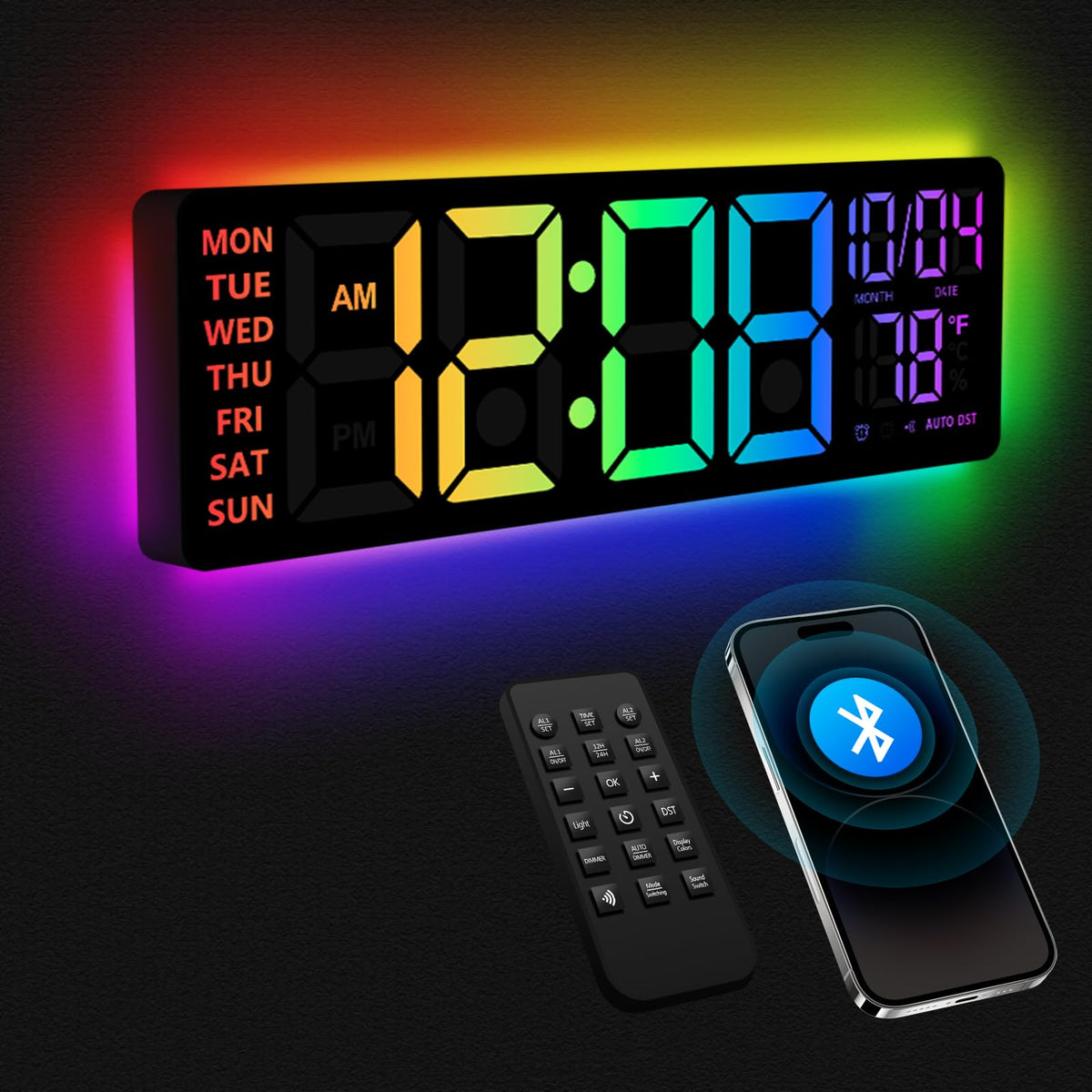 YISILE front display showing large RGB time for fast reading