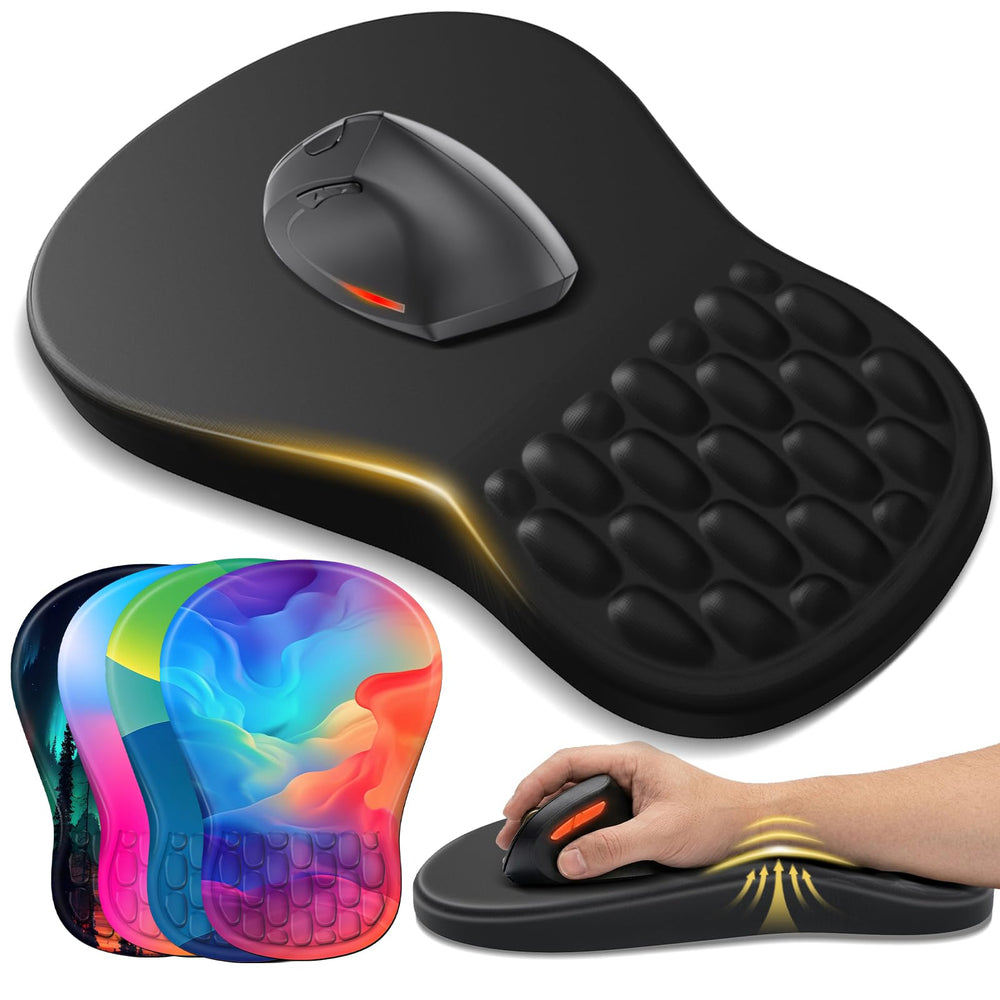 YIWEI front view of ergonomic mouse pad showing wrist support benefit