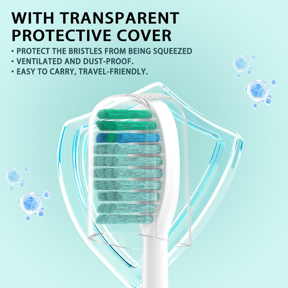 YMPBO brush heads on bathroom counter showing ready-to-use convenience