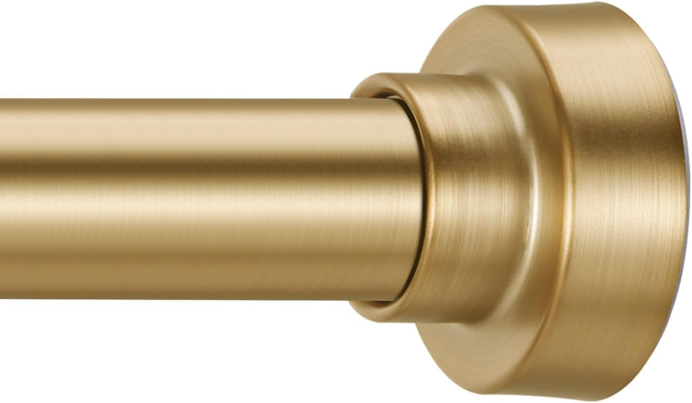 YNL gold shower rod front view showing sleek finish and easy install benefit