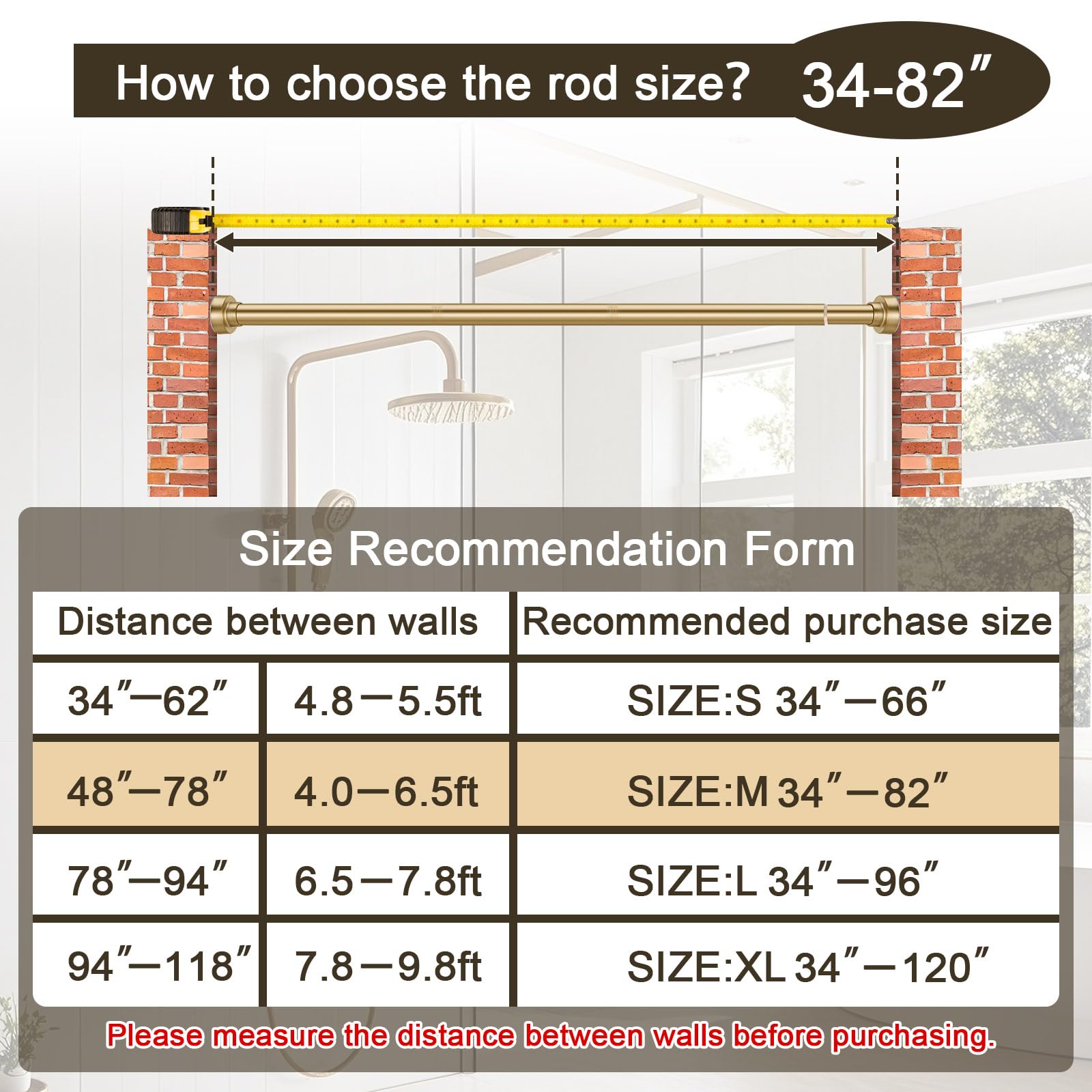 YNL rod next to tape measure showing adjustable 34–82 inch length benefit