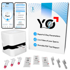YO front packaging showing kit components and clinical accuracy