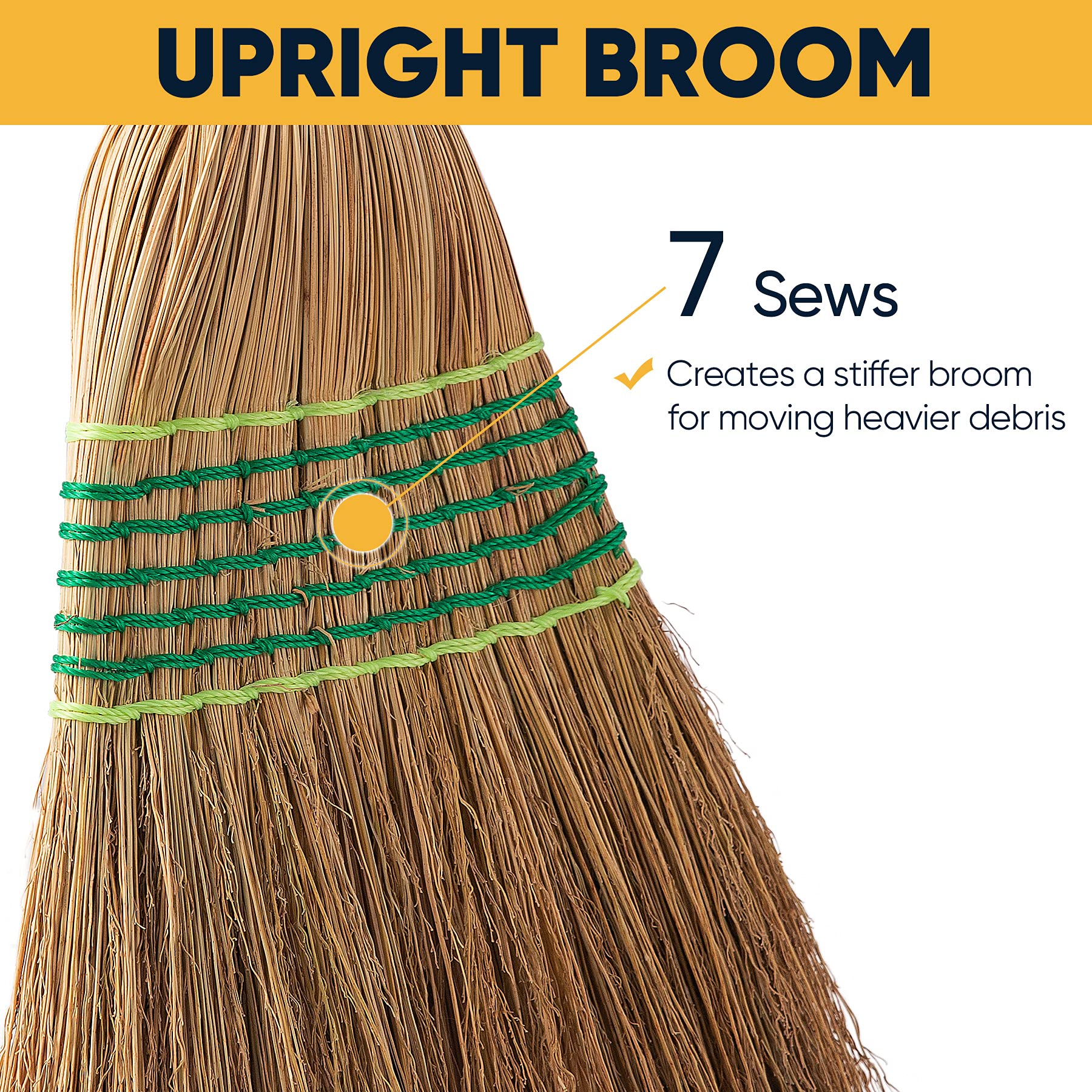 Yocada close-up of seven-sew corn bristles showing firm debris pickup