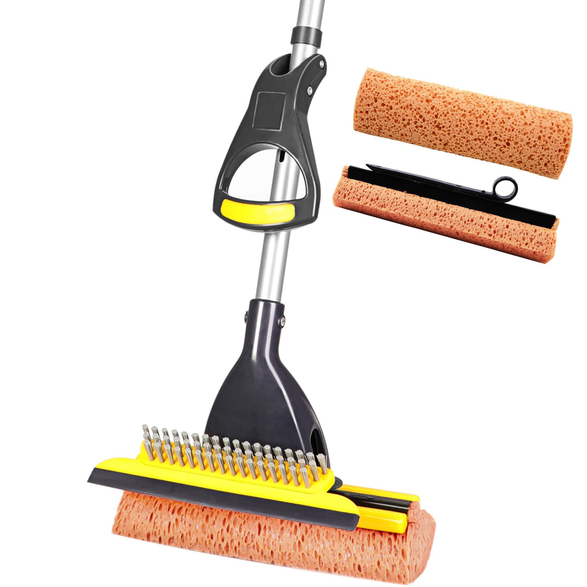 Yocada front view mop showing assembled unit and sponge head benefit efficient cleaning