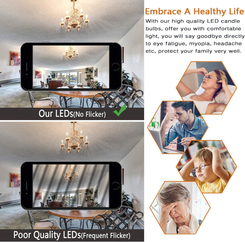 Yochoice bulbs installed in chandelier delivering warm evenly lit ambiance