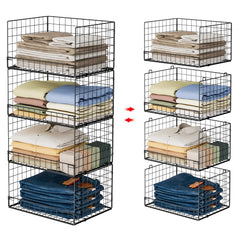 Yociyoga front view of black closet shelf showing neat stacks and quick access
