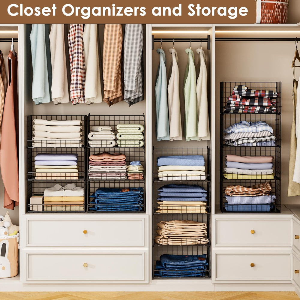 Yociyoga stacked four-tier inside closet maximizing vertical storage capacity