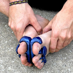 YogaToes worn after workout demonstrating recovery use and reduced forefoot tension