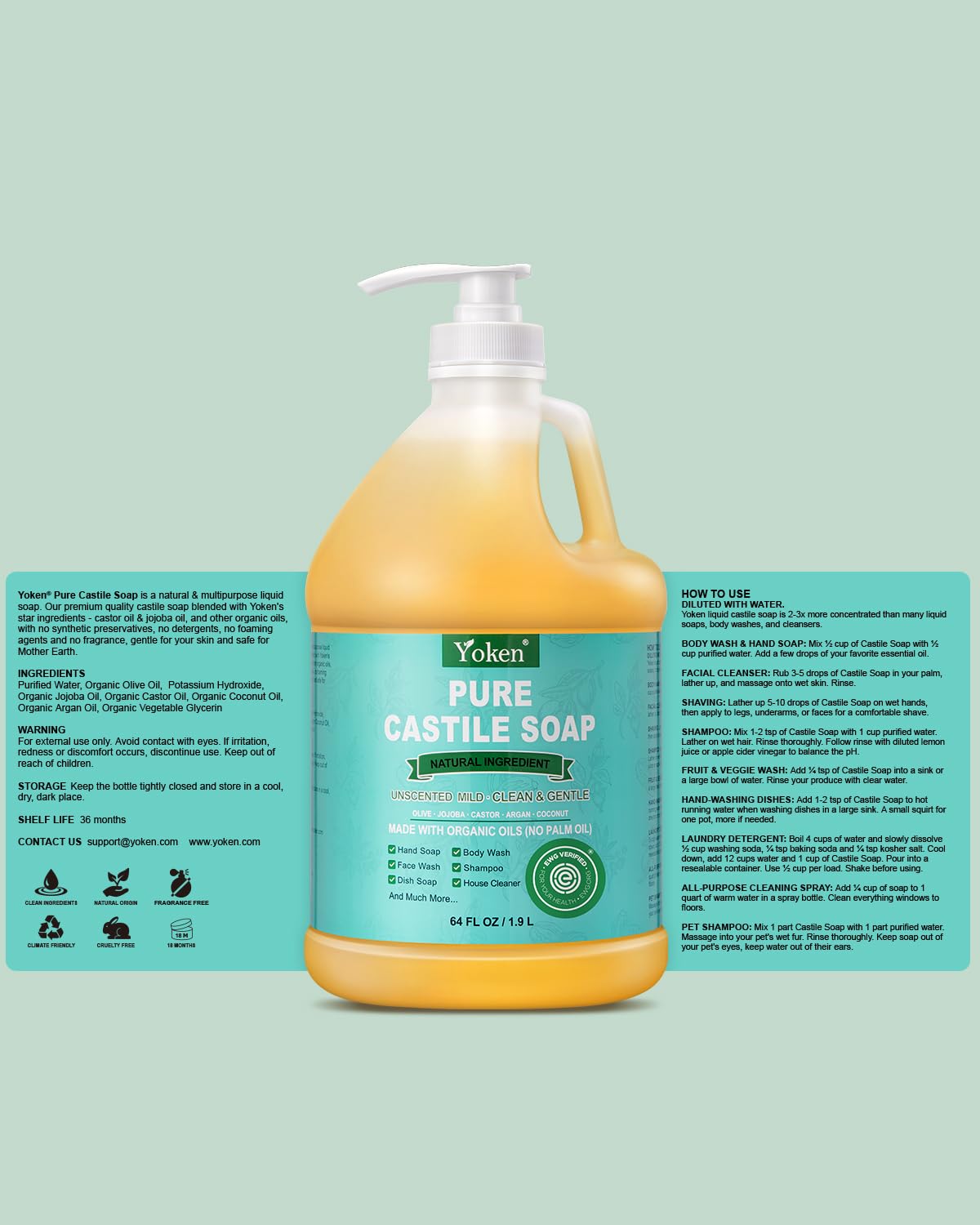 Yoken ingredients label close-up highlighting organic oils and transparency