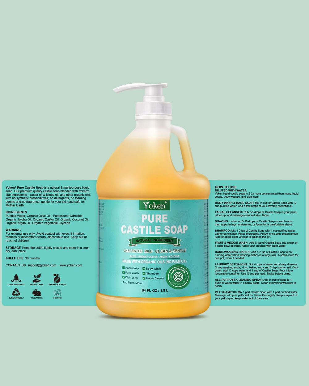 Yoken ingredients label close-up highlighting organic oils and transparency