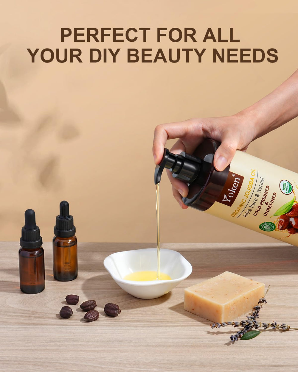 Yoken applied to hair ends to add shine and reduce frizz