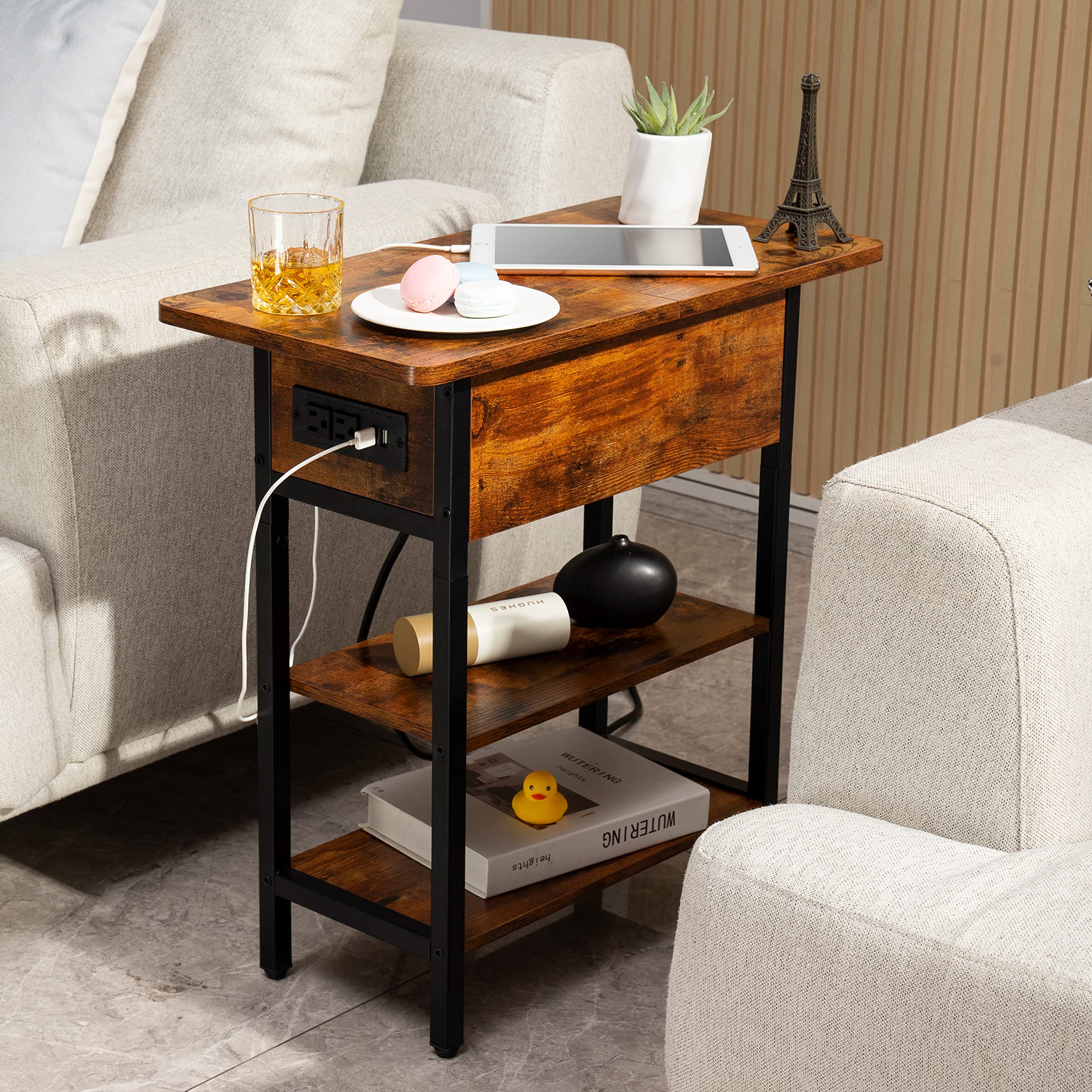 Yoobure charging station closeup with USB and AC ports for convenience