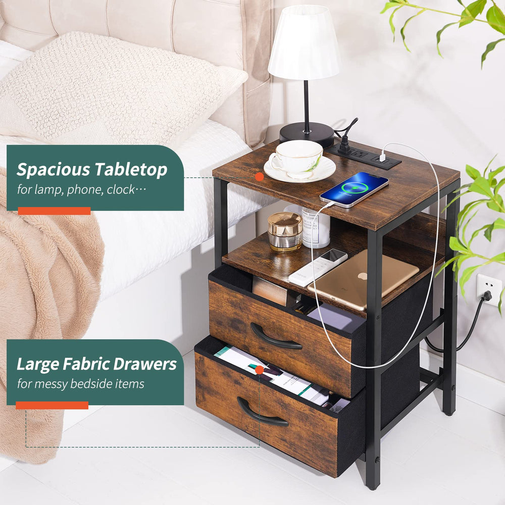 Yoobure top surface styled with lamp showing bedside organization benefit