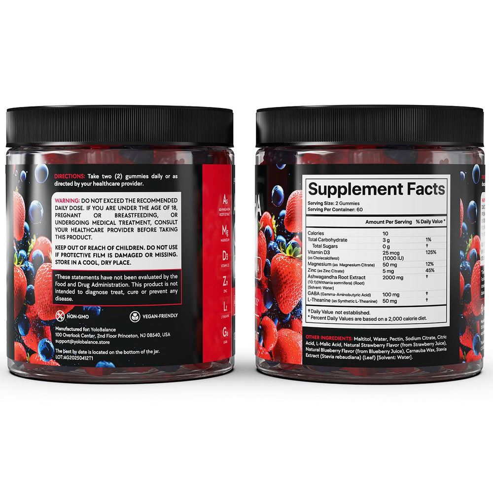 YOLOBALANCE supplement facts panel clear view for dosing and ingredient transparency