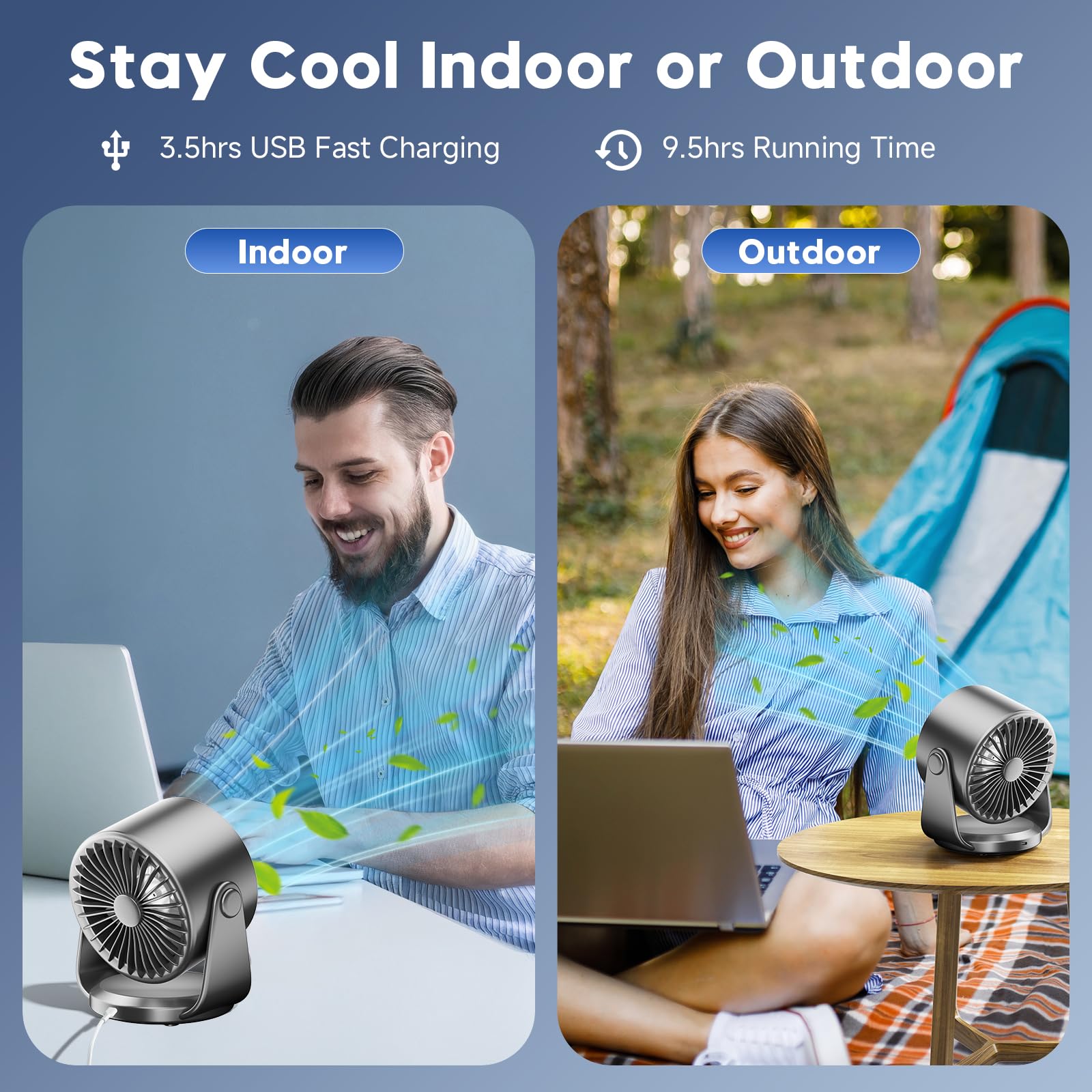 YOSHENMO angled side showing 105° tilt for directed airflow benefit
