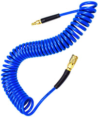 YOTOO recoil hose front view showing compact coil and blue finish benefit easy storage