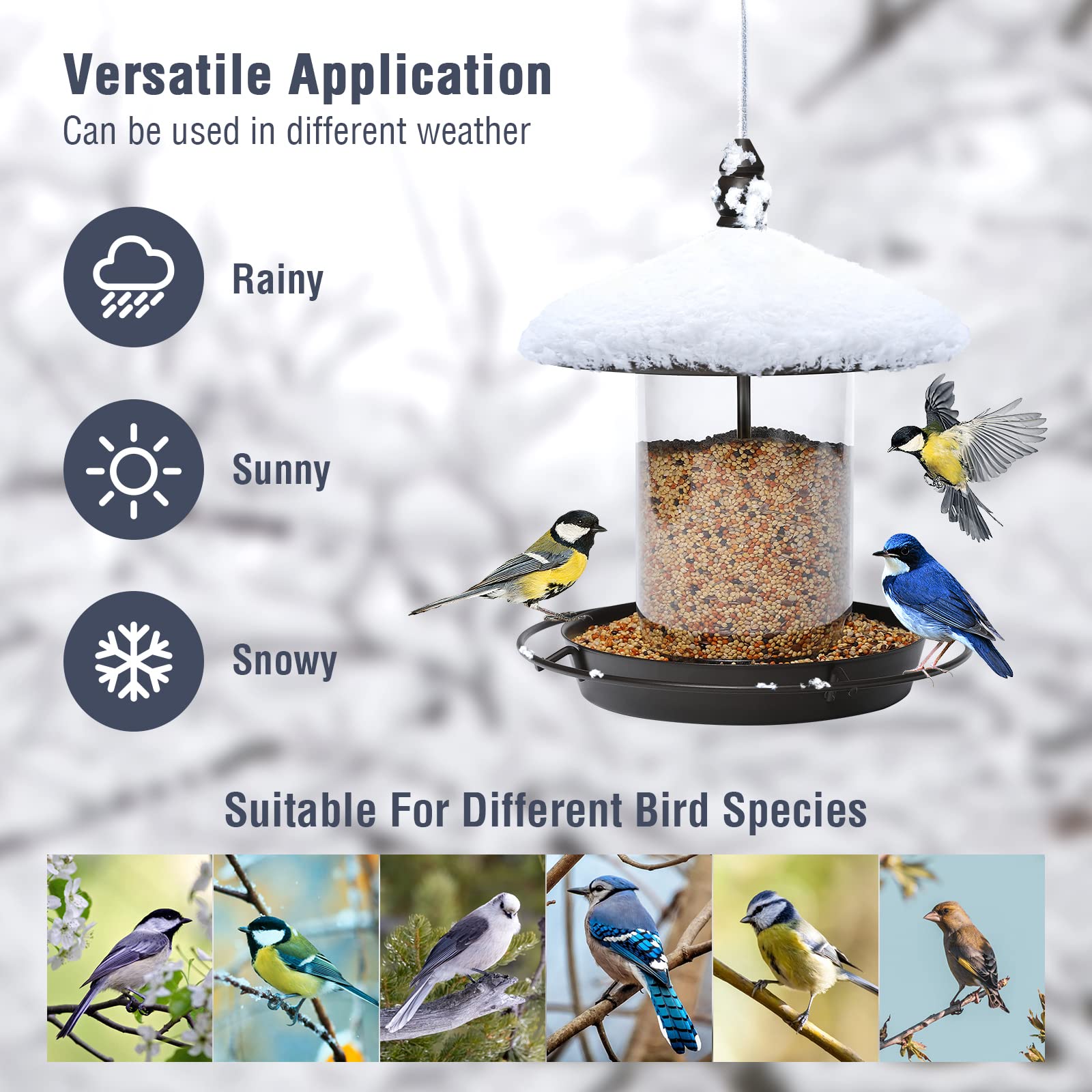 Youvip feeder hanging from tree branch in garden, attracting wild birds and enhancing yard life