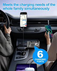 YSOLX plugged into car cigarette lighter powering laptop and phone for mobile productivity