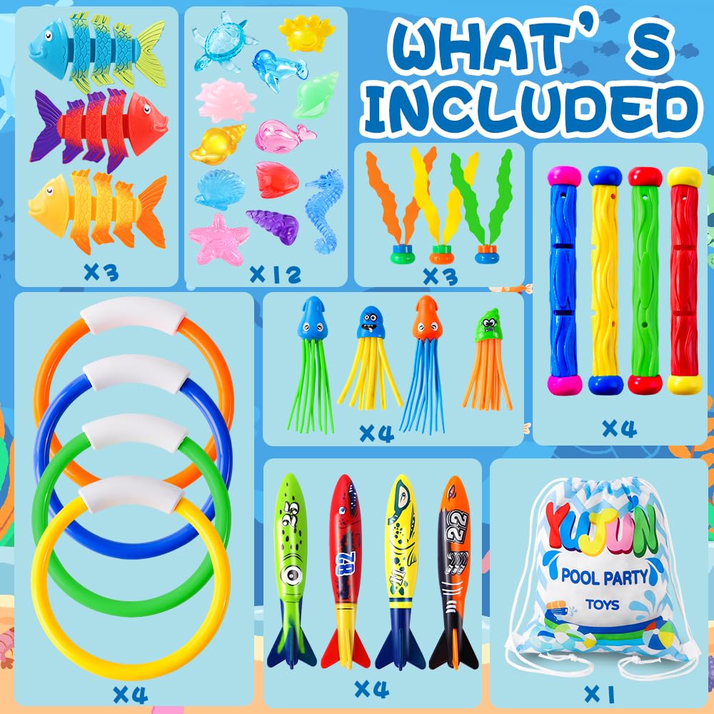 YUJUN colorful diving toys laid out to show variety and easy visibility