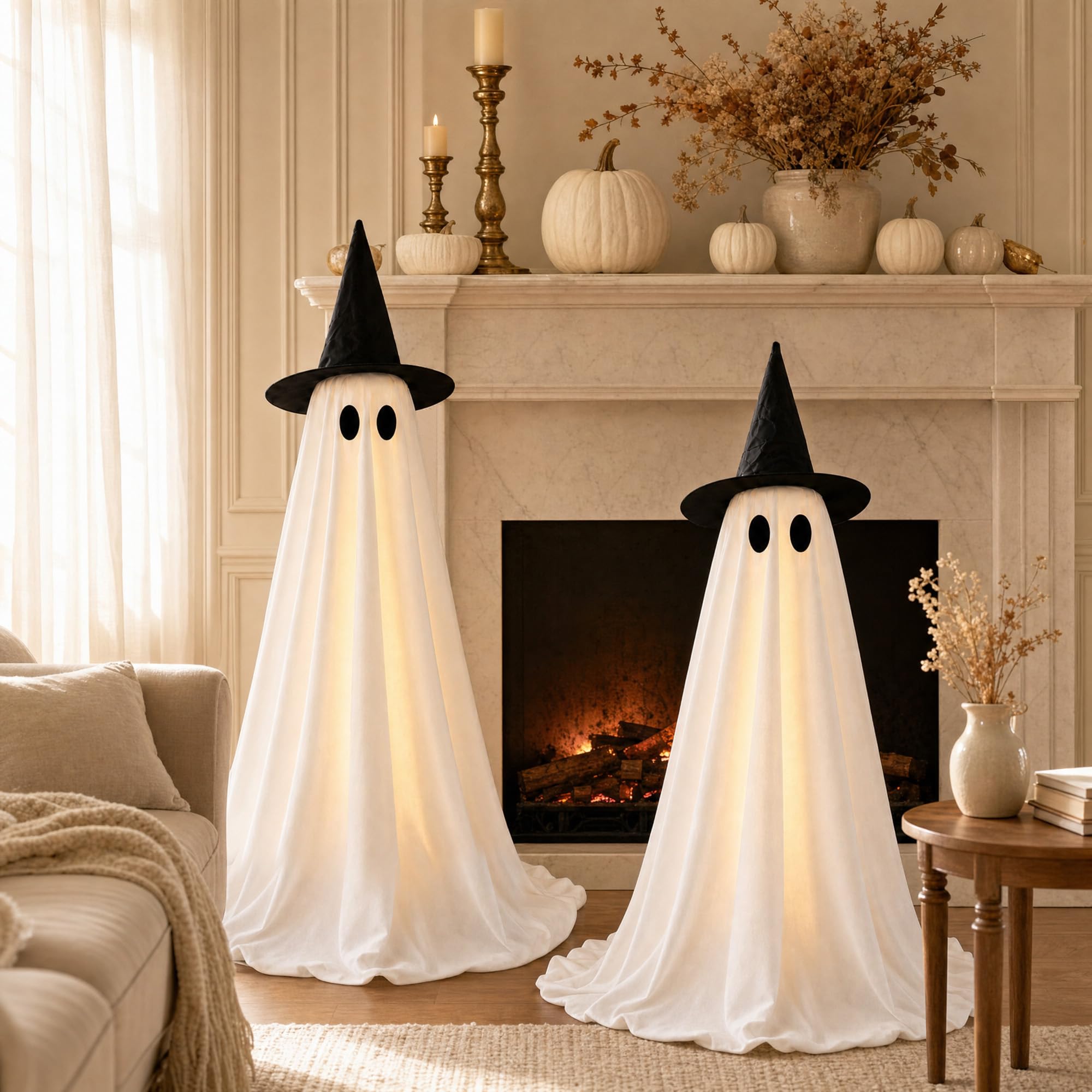 Yumiio ghosts in living room creating festive atmosphere and party-ready benefit