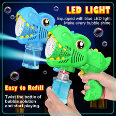 Yunaking LED lighted bubble gun glowing at night for enchanting evening play