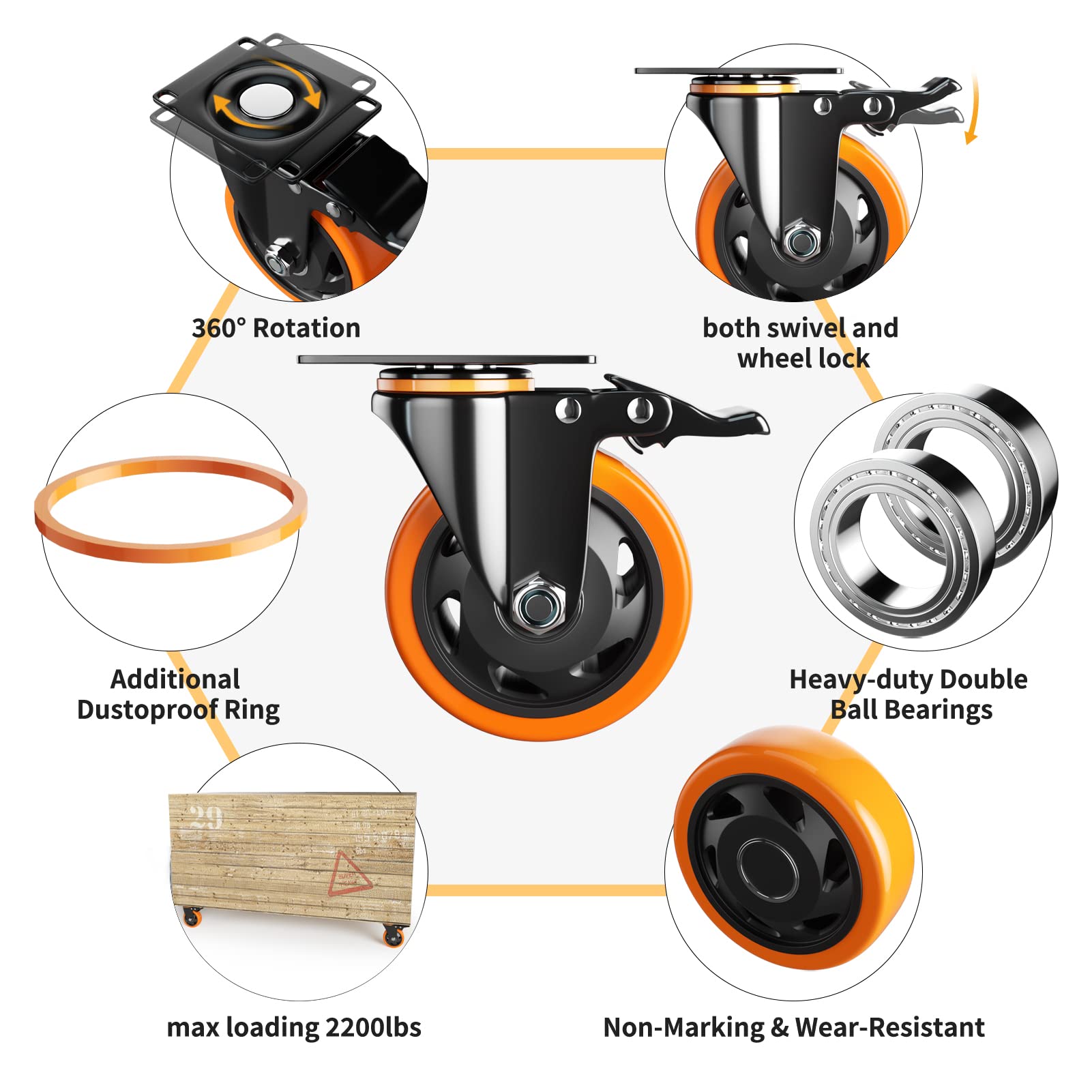 YUPEZOP brake mechanism demonstration locking wheel and swivel for safety