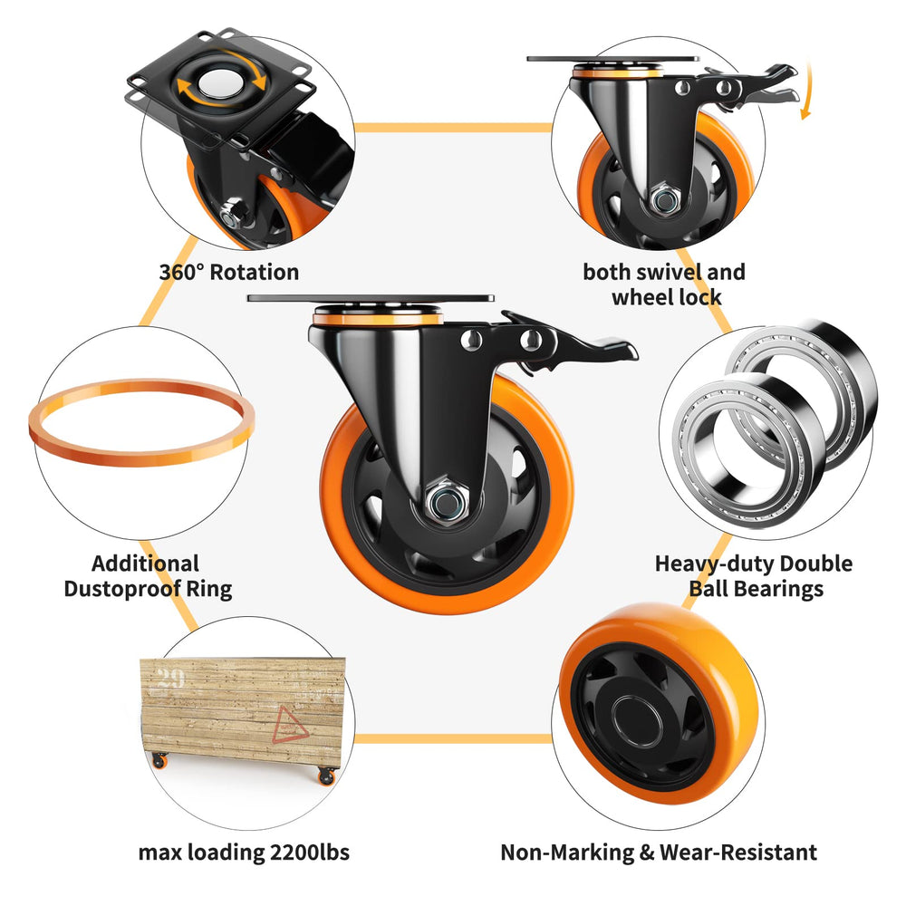 YUPEZOP brake mechanism demonstration locking wheel and swivel for safety