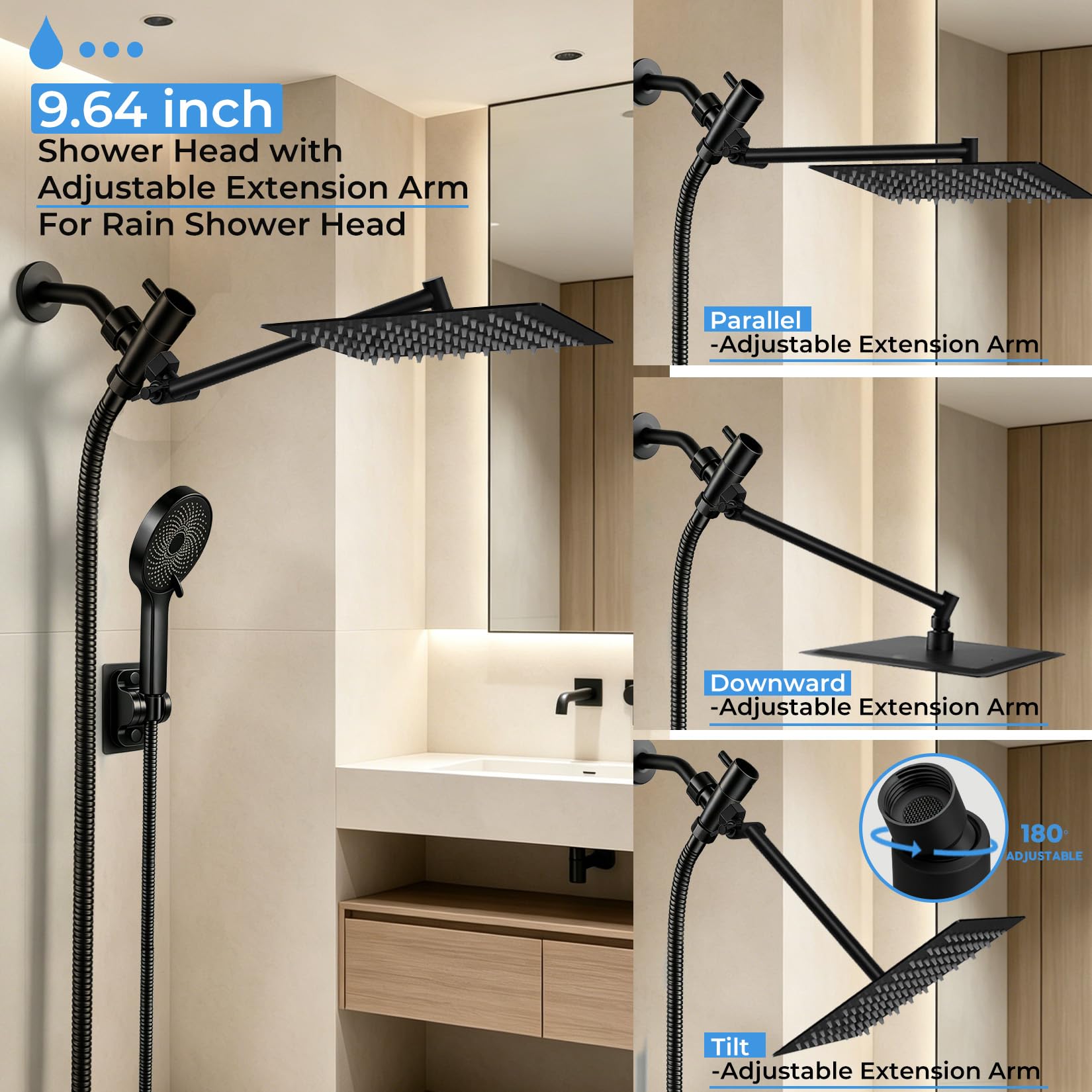 Yurnomy 11-inch brass extension arm adjusted to show extended reach and stability